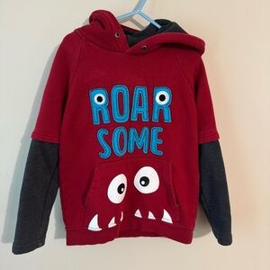 Garanimals Red/Charcoal “Roarsome” Hoodie Pullover w/ Pouch Size 6 Boys